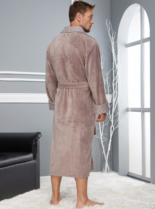 Luxuriöser Herren Frottee-Bademantel mit Gürtel – Baumwolle & Bambus