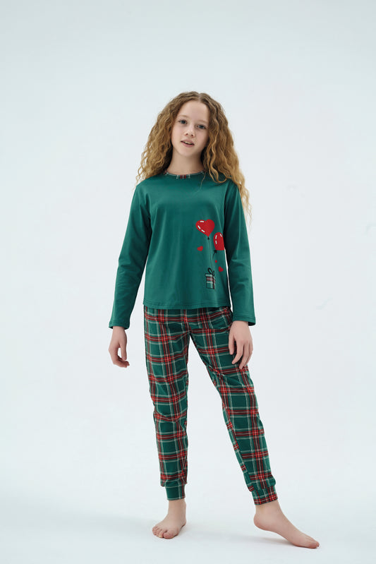 Kinder Pyjama Set – Langarm, Kariert | Geschenkverpackung 🎁 | Weihnachts Pyjama Mädchen