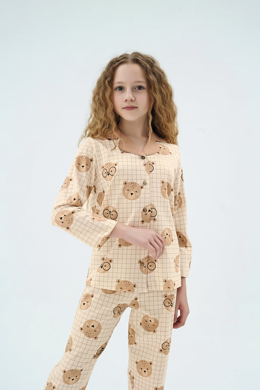 Unisex Kinder Pyjama-Set mit Bärenmotiv