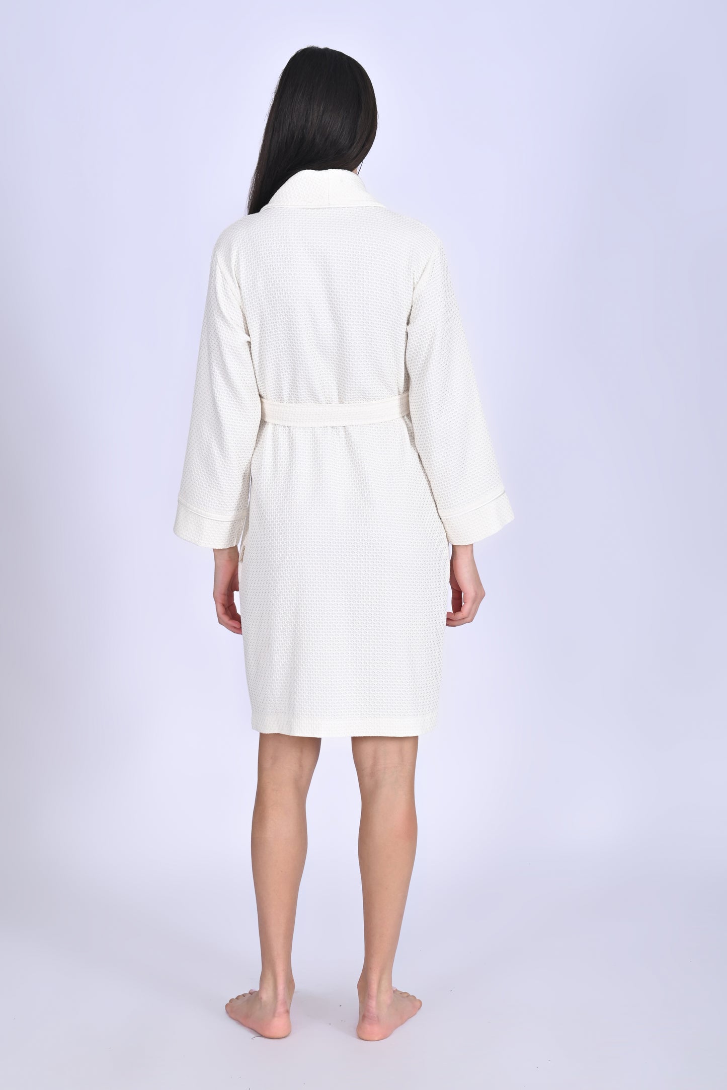 Eleganter Damen Waffel-Bademantel mit Gürtel