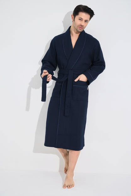 Eleganter Herren Bademantel aus Waffelpikee
