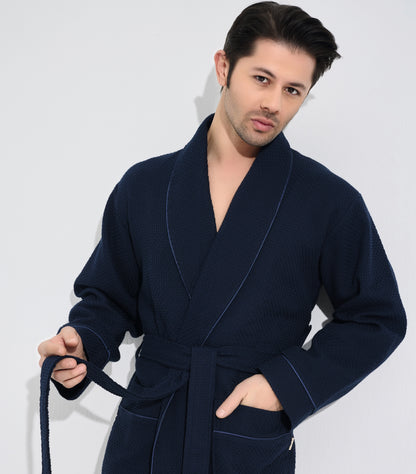 Eleganter Herren Bademantel aus Waffelpikee
