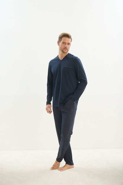 Herren Schlafanzug Pyjama Set lang – 50% Modal 50% Baumwolle
