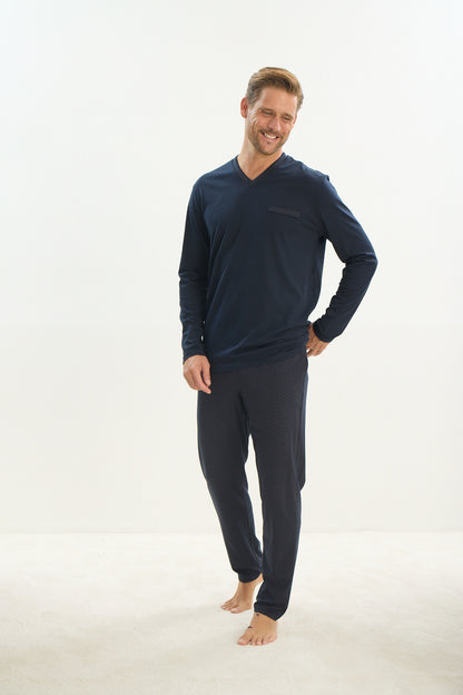 Herren Schlafanzug Pyjama Set lang – 50% Modal 50% Baumwolle