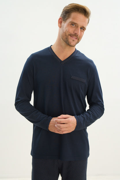 Herren Schlafanzug Pyjama Set lang – 50% Modal 50% Baumwolle