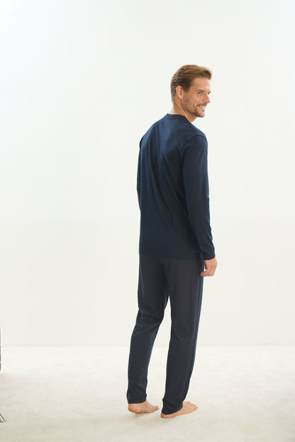 Herren Schlafanzug Pyjama Set lang – 50% Modal 50% Baumwolle