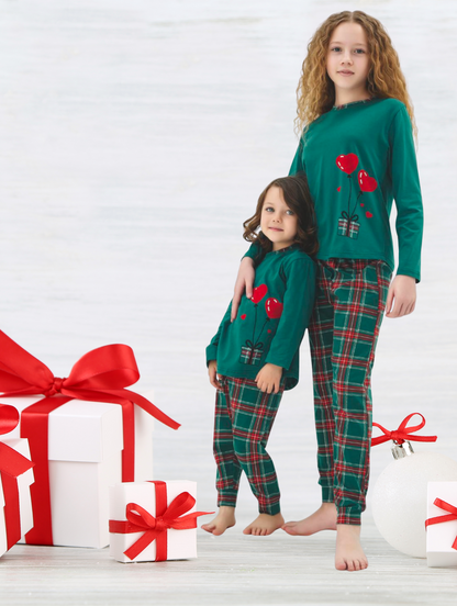 Kinder Pyjama Set – Langarm, Kariert | Geschenkverpackung 🎁 | Weihnachts Pyjama Mädchen