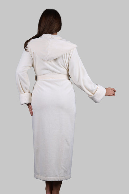 Luxus Damen Frottee-Bademantel mit Kapuze – Baumwolle & Bambus