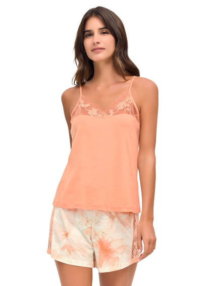 Damen Schlafset 2-teilig – Top & Shorts mit Spitze