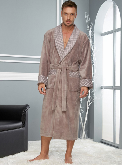 Luxuriöser Herren Frottee-Bademantel mit Gürtel – Baumwolle & Bambus