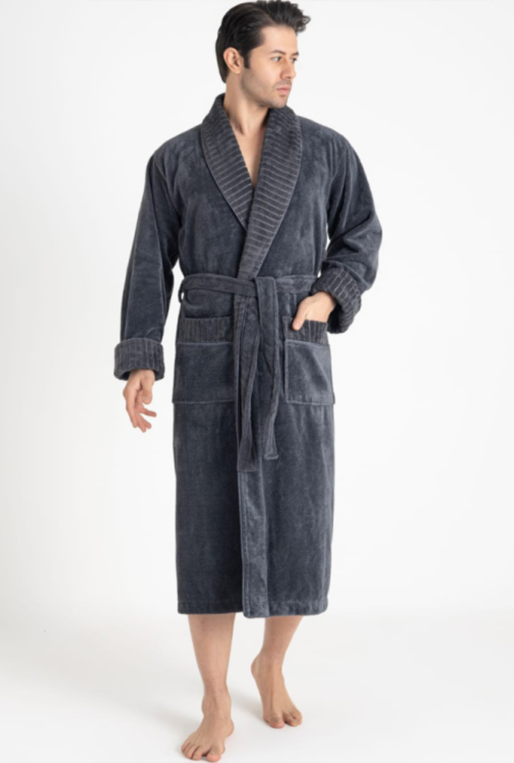 Luxuriöser Herren Frottee-Bademantel mit Gürtel – Baumwolle & Bambus