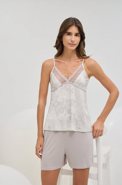 Damen Nachtwäsche Set Top & Shorts mit Spitze