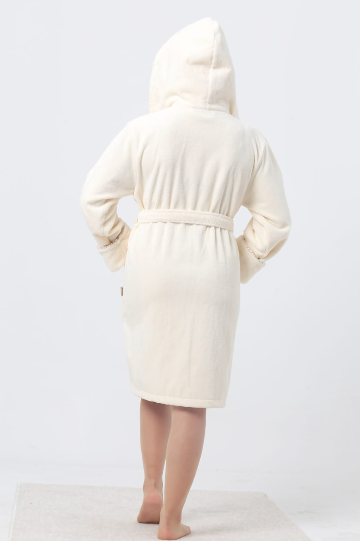 Eleganter Damen Frottee-Bademantel mit Kapuze – Baumwolle & Bambus