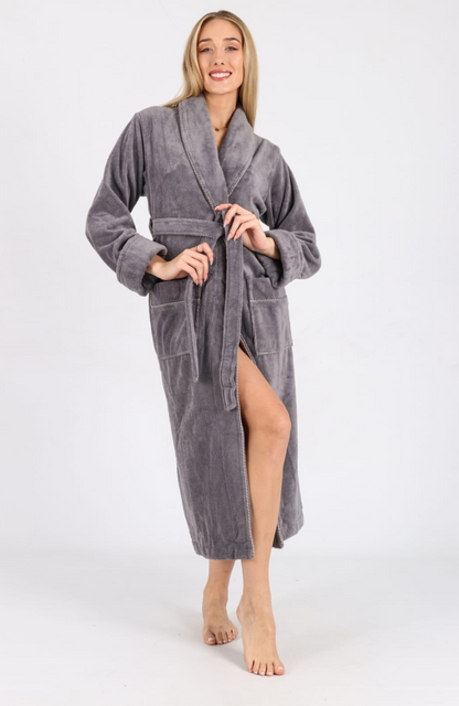 Luxus Damen Frottee-Bademantel mit Gürtel – Baumwolle & Bambus