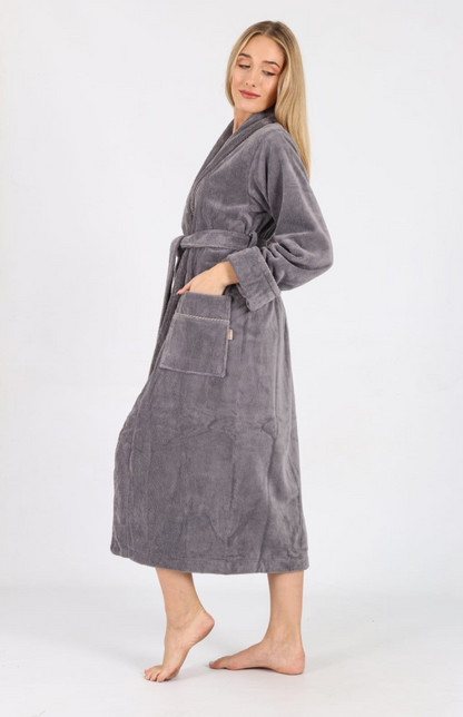 Luxus Damen Frottee-Bademantel mit Gürtel – Baumwolle & Bambus
