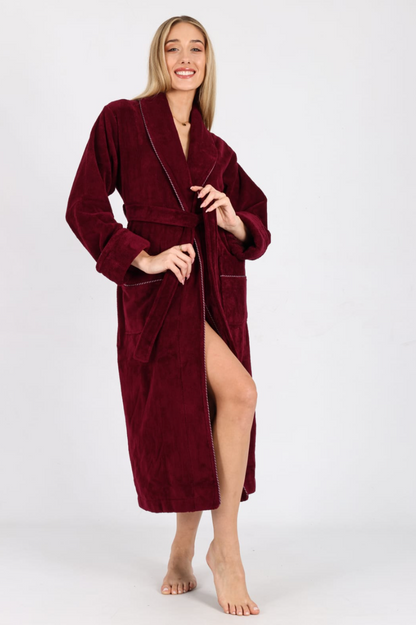 Luxus Damen Frottee-Bademantel mit Gürtel – Baumwolle & Bambus