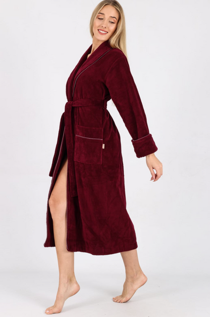 Luxus Damen Frottee-Bademantel mit Gürtel – Baumwolle & Bambus