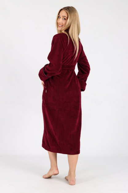 Luxus Damen Frottee-Bademantel mit Gürtel – Baumwolle & Bambus