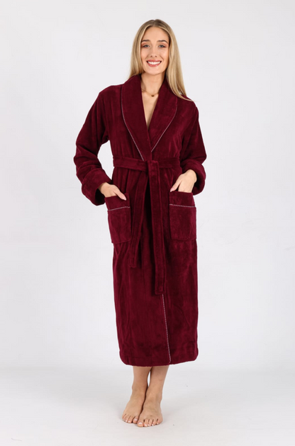 Luxus Damen Frottee-Bademantel mit Gürtel – Baumwolle & Bambus