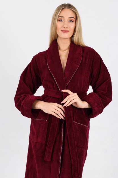 Luxus Damen Frottee-Bademantel mit Gürtel – Baumwolle & Bambus