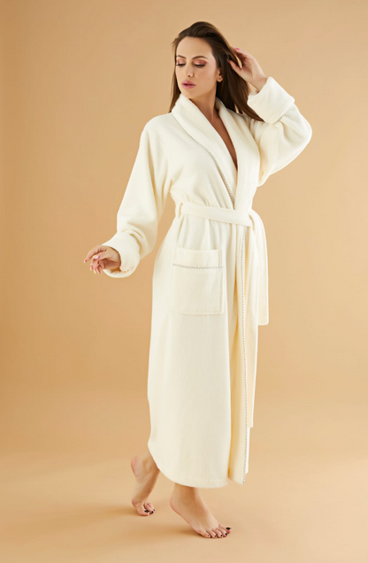 Luxus Damen Frottee-Bademantel mit Gürtel – Baumwolle & Bambus