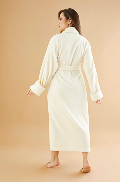 Luxus Damen Frottee-Bademantel mit Gürtel – Baumwolle & Bambus