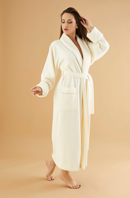 Luxus Damen Frottee-Bademantel mit Gürtel – Baumwolle & Bambus