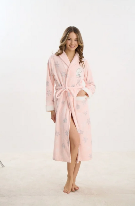 Damen Bademantel „Polar Dream“ – Rosa, mit Gürtel