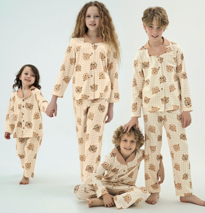 Unisex Kinder Pyjama-Set mit Bärenmotiv