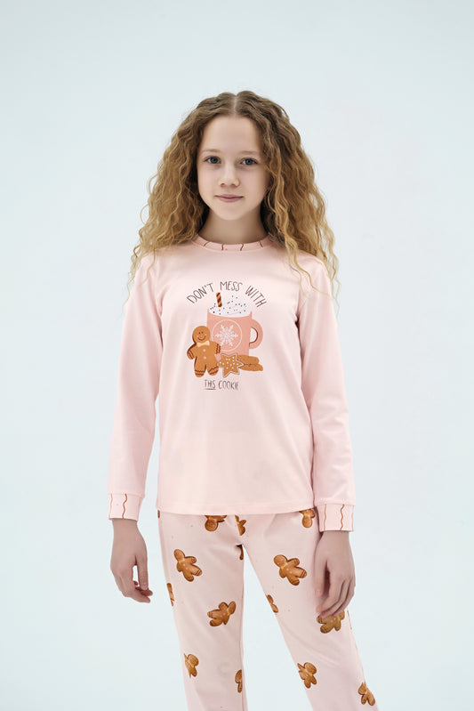 Weihnachts Pyjamas, Kinder Pyjama Set – Rosa mit Print