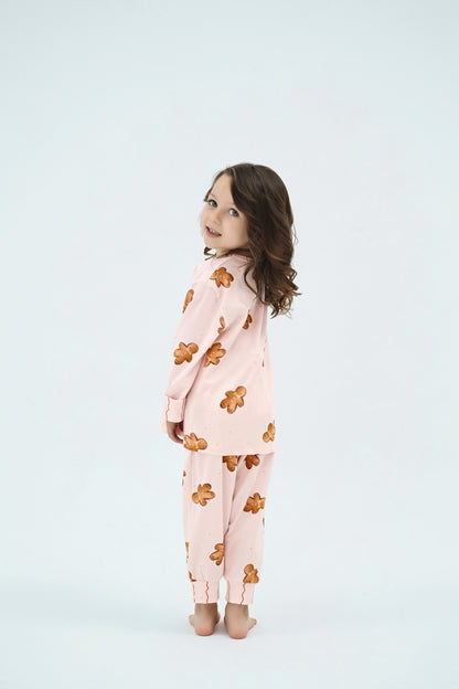 Weihnachts Pyjamas, Kinder Pyjama – Rosa mit Lebkuchen Print