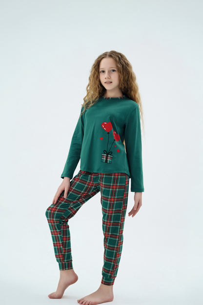 Kinder Pyjama Set – Langarm, Kariert | Geschenkverpackung 🎁 | Weihnachts Pyjama Mädchen