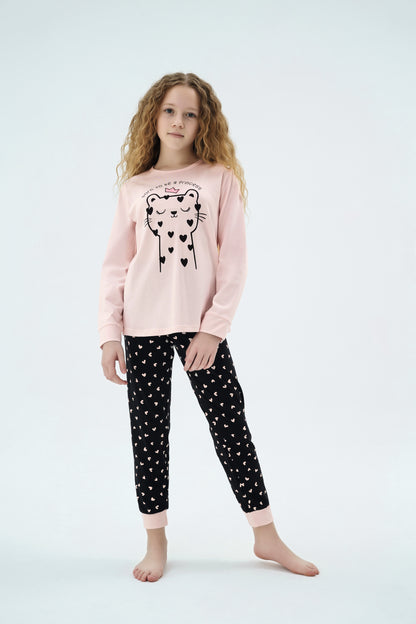 Mädchen Pyjama-Set mit Langarmshirt – Baumwolle mit Elasthan
