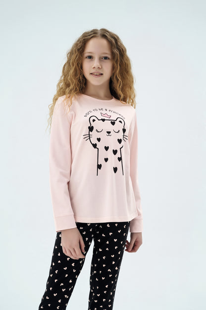 Mädchen Pyjama-Set mit Langarmshirt – Baumwolle mit Elasthan