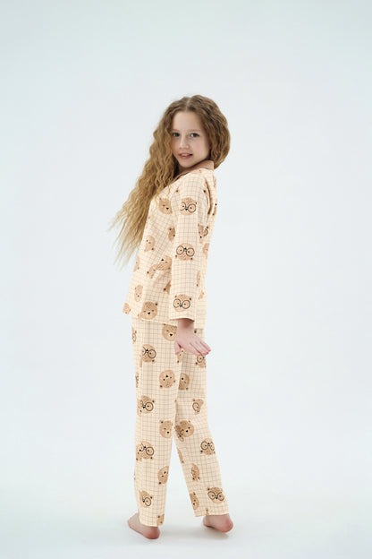 Unisex Kinder Pyjama-Set mit Bärenmotiv