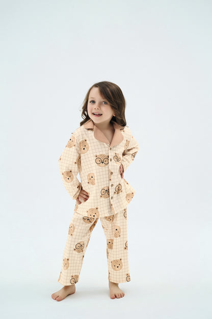 Unisex Kinder Pyjama-Set mit Bärenmotiv