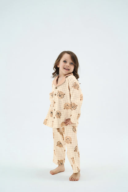 Unisex Kinder Pyjama-Set mit Bärenmotiv