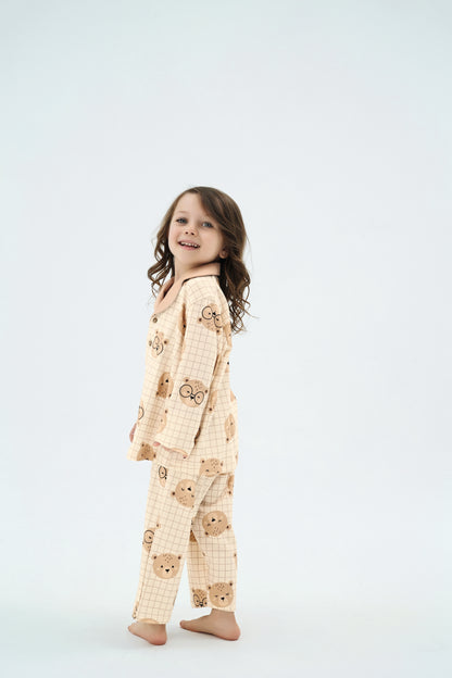 Unisex Kinder Pyjama-Set mit Bärenmotiv