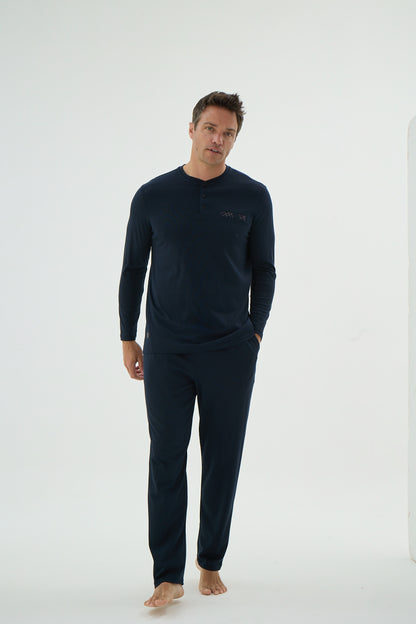 Herren Schlafanzug, Pyjama Set lang – 50% Modal, 50% Baumwolle