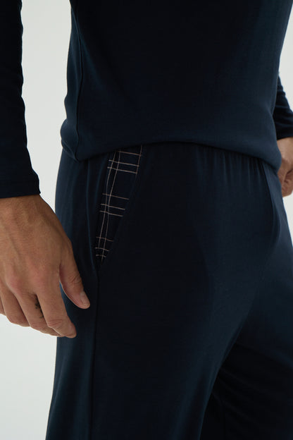 Herren Schlafanzug, Pyjama Set lang – 50% Modal, 50% Baumwolle