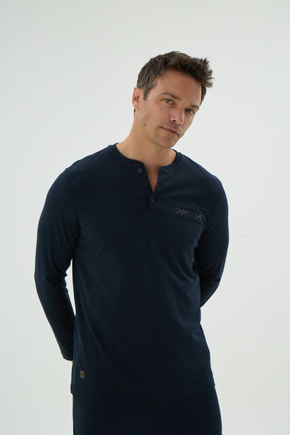 Herren Schlafanzug, Pyjama Set lang – 50% Modal, 50% Baumwolle