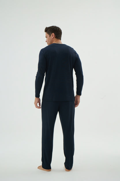 Herren Schlafanzug, Pyjama Set lang – 50% Modal, 50% Baumwolle