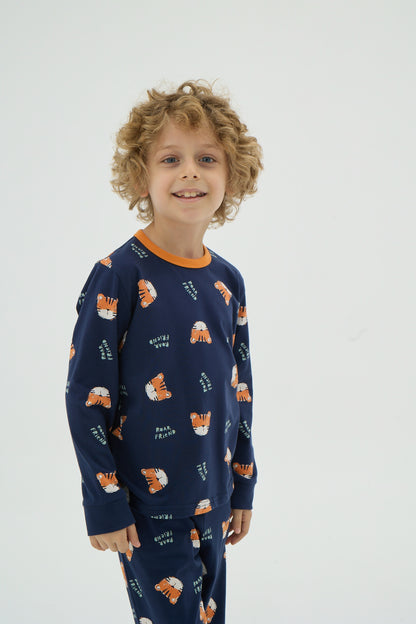 Jungen Pyjama-Set mit Tiger-Print – Baumwolle mit Elasthan