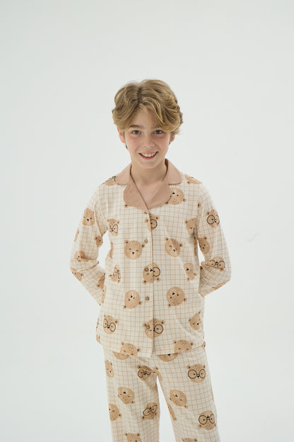 Unisex Kinder Pyjama-Set mit Bärenmotiv