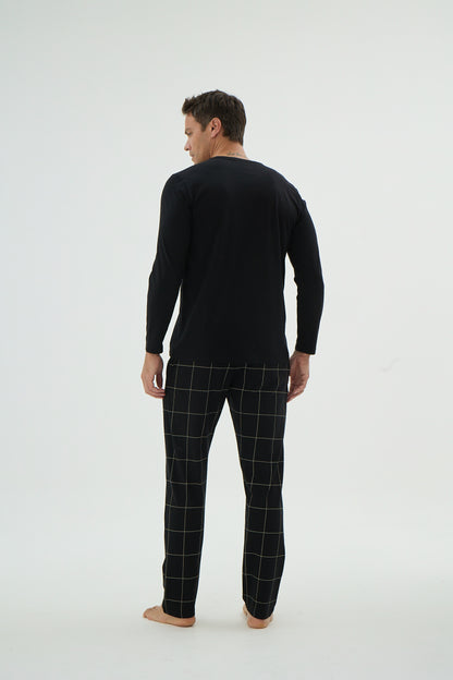 Herren Schlafanzug, Pyjama Set lang – 100% Baumwolle