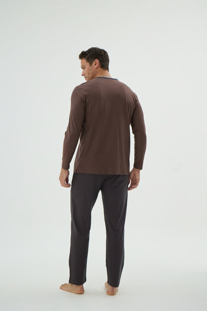 Herren Schlafanzug, Pyjama Set lang – 95% Baumwolle, 5% Elastan
