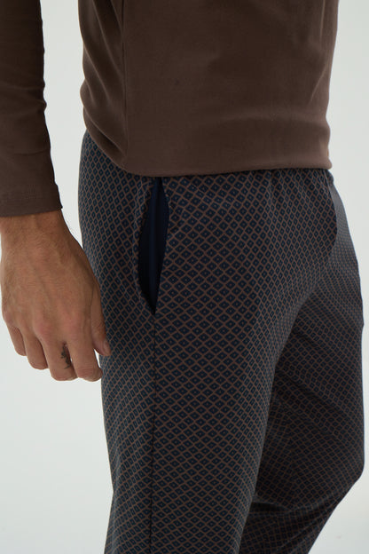 Herren Schlafanzug, Pyjama Set lang – 95% Baumwolle, 5% Elastan