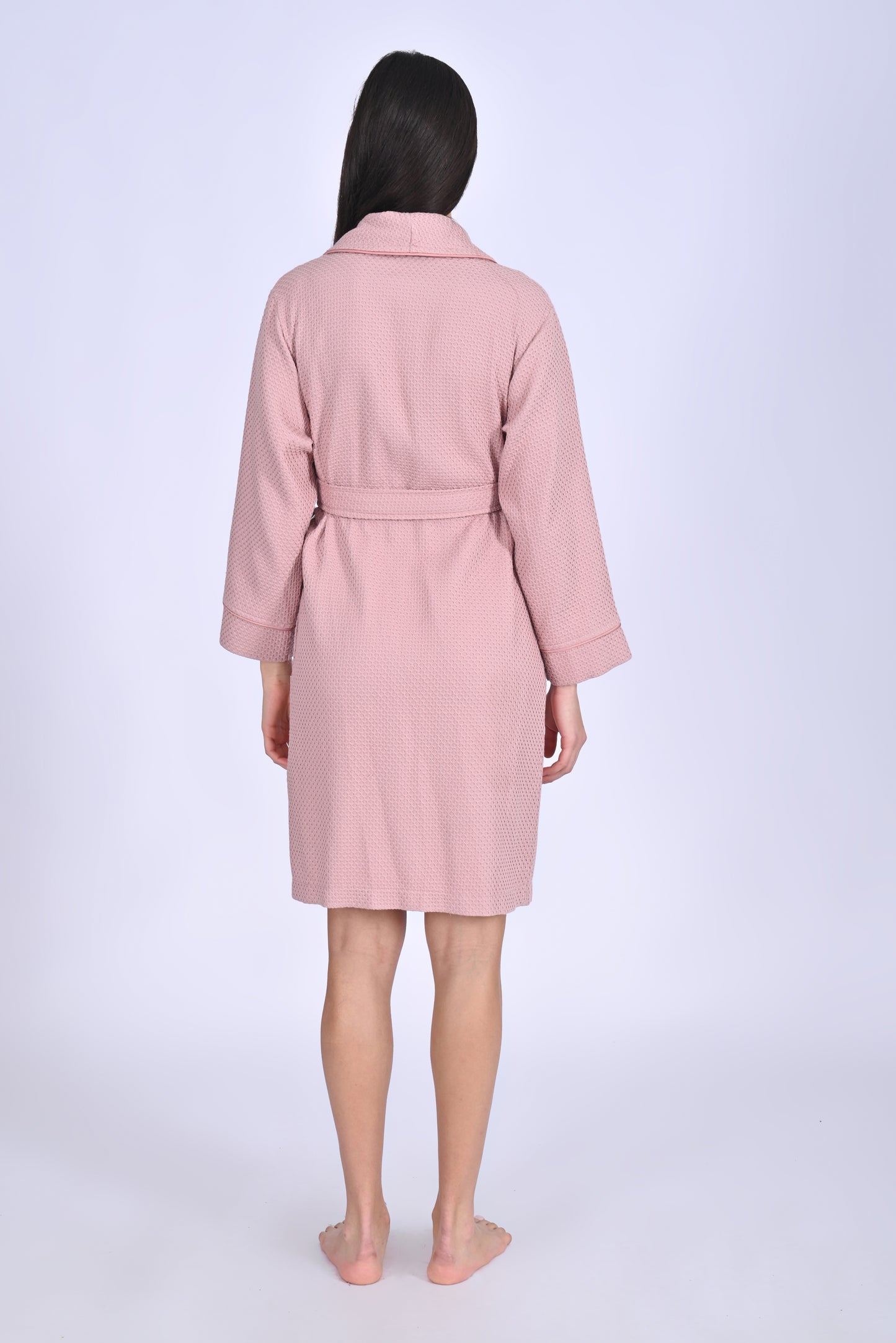 Eleganter Damen Waffel-Bademantel mit Gürtel