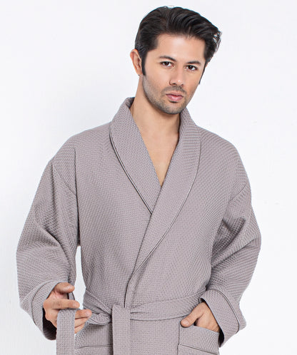 Eleganter Herren Bademantel aus Waffelpikee