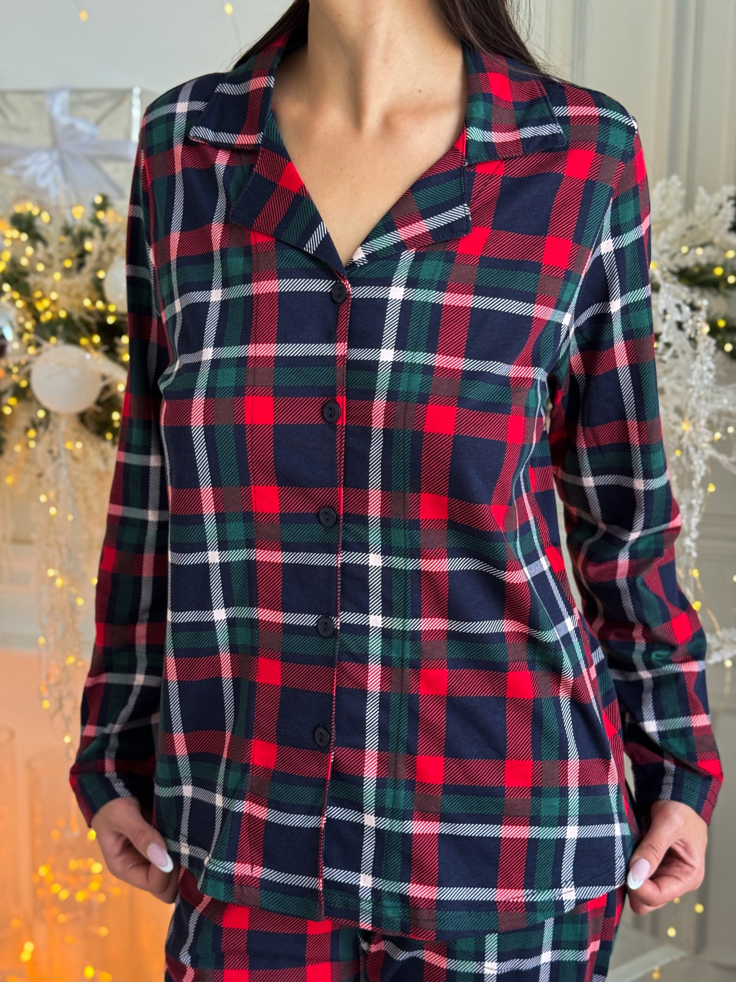 Weihnachts Pyjamas, Damen Pyjama Set – Kariert, Langarm